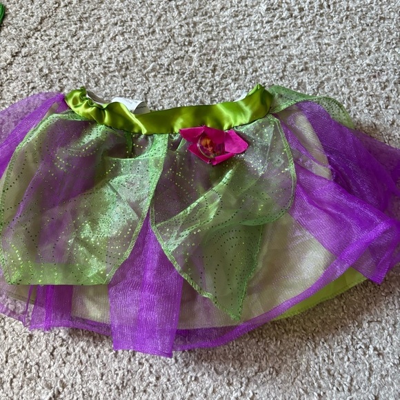 Disney Tinker Bell Kids Fairy Costume Set - Green and Purple Wings Skirt 4-6X - Picture 3 of 7